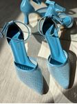 Mavi File Detaylı Topuklu Ayakkabı 